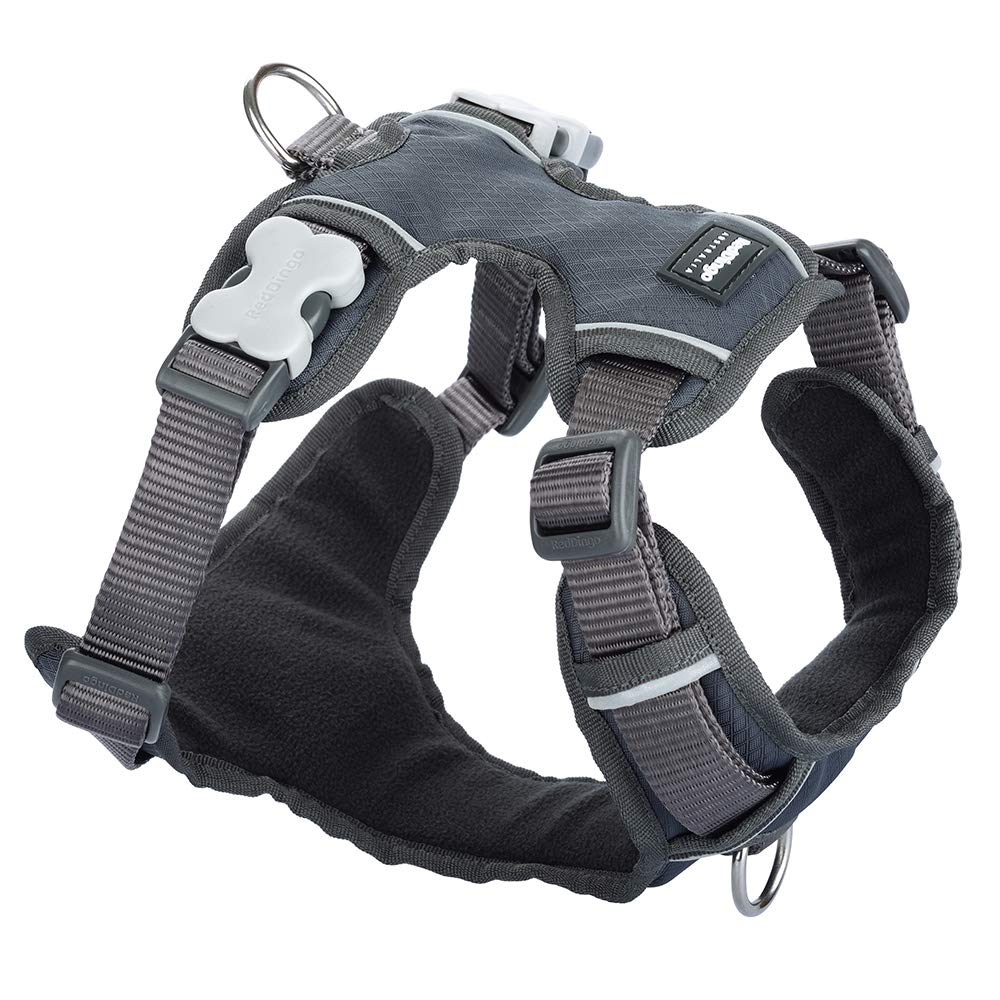 Red Dingo Padded Dog Harness Plain, Cool Grey, Large 25mm