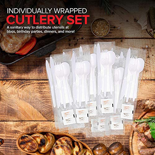 Stock Your Home Plastic Cutlery Packets with Salt & Pepper in White