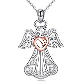 UCADRIT Angel Necklace 925 Sterling Silver Guardian Angel Pendant Jewelry Present for Women Mom