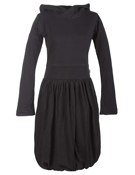 Vishes - Alternative Bekleidung - Langarm Damen Öko Ballonkleid Hoodie Kleid Biobaumwolle Kapuze