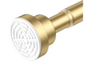 AIZESI Gold Tension Curtain Rod 30-63Inch 1PCS,Spring Tension Rod No Drilling Non-Slip Adjustable Tension Curtain Rod,Spring Loaded Rod Extendable Tension Rod For Windows Doorway Bedroom