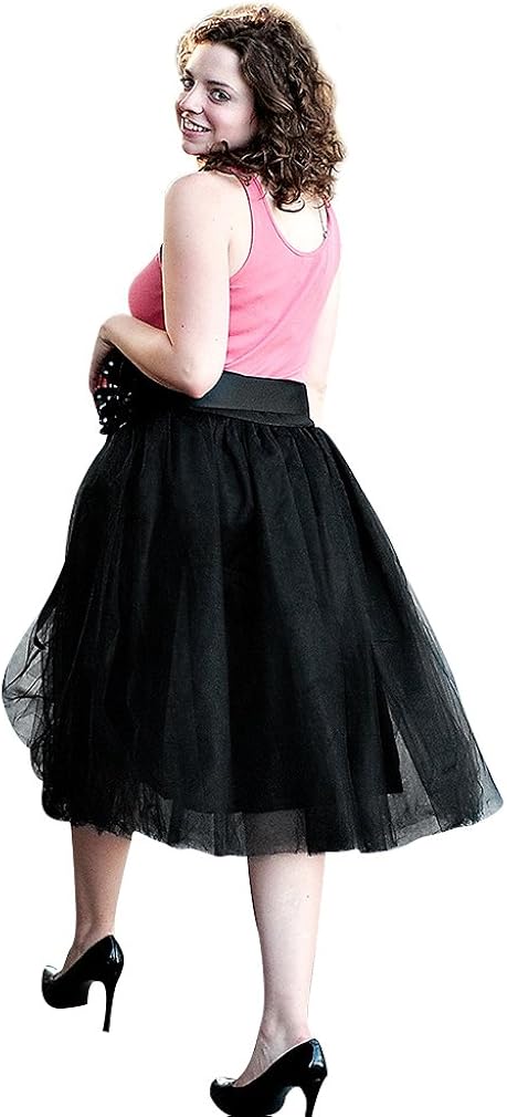 WEISIPU Women's 6 Layer Short A Line Elastic Waistband Tutu Tulle Prom Princess Midi Dance Skirt at  Women’s Clothing store