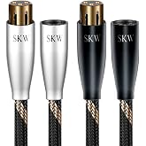SKW A Pair Balanced XLR Male to XLR Female 3 PIN Cable for Microphones &amp; Studio Equipment, Heavy-Duty Braided Shielded Cord 1.64ft/0.5M (2-Pack)