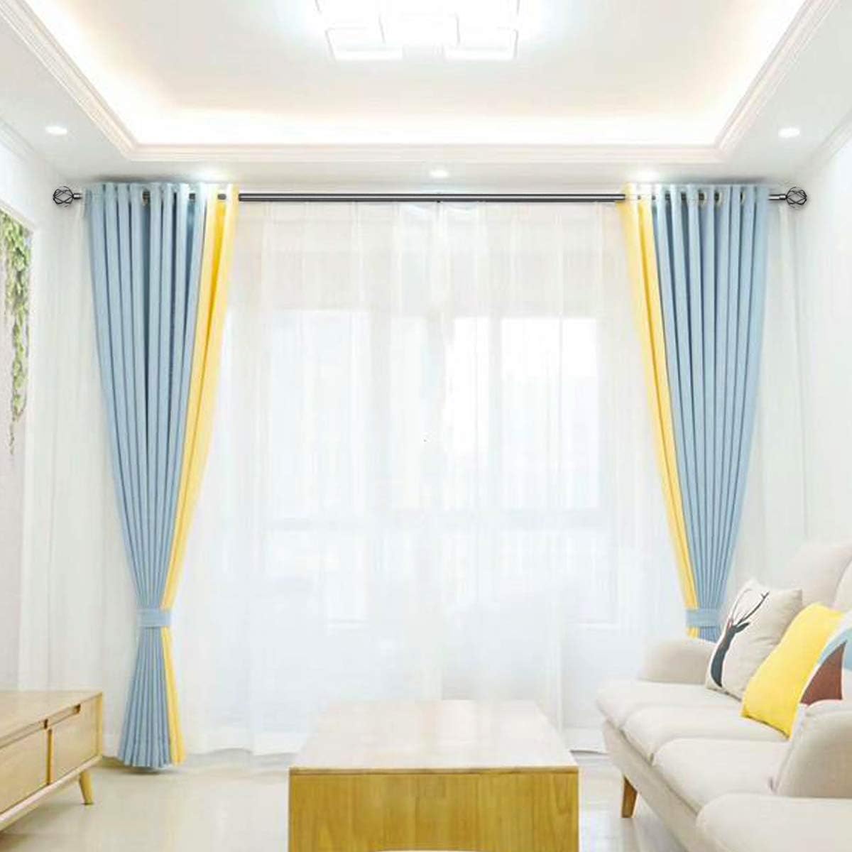 3/4-Inch Diameter Decorative Single Window Curtain Rod with Round Twisted Cage Finials, 28-48 Inches, Pewter: Home Improvement