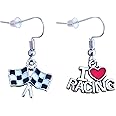 Racing Gift Flag Earrings - Checkered Flag Motorsports Auto Car Drag Jewelry - Racetrack Racer Gift