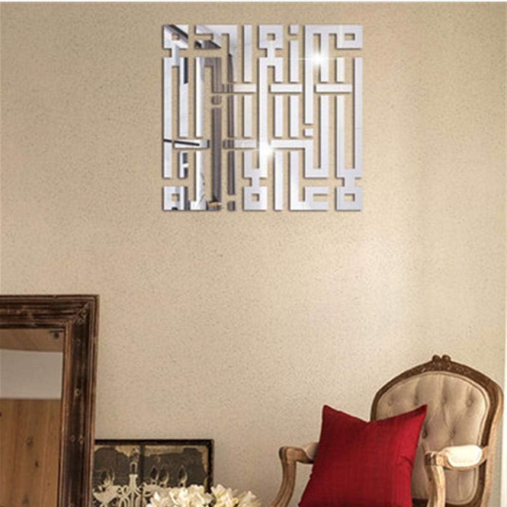 Wangjru 3D Mirror Muslim Wall Stickers for Living Room Acrylic Mural Wallpaper Art Decals Home Decor Bedroom Mirrored Decorative Sticker