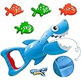 Bath Toys for Toddlers 1-3, Shark Grabber with Biting Action & 4 Toy Fish - Fun Swimming Pool & Bathtub Toys for Kids Ages 3-8, Non-Toxic Water Toys Mold-Free Bath Time Gifts for Boys & Girls