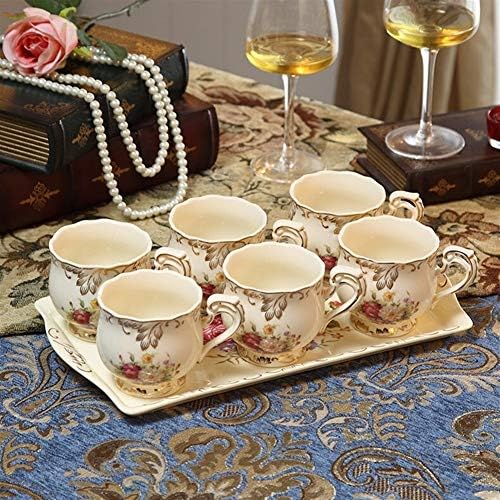 NICOLAS Coffee Set, European Coffee Cup Set, English Afternoon Tea Set, Simple Red Cup Ceramic Cup Household (Color : C)
