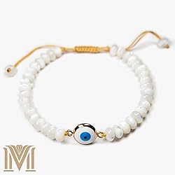 Handmade Evil Eye Bracelet – White Mother of