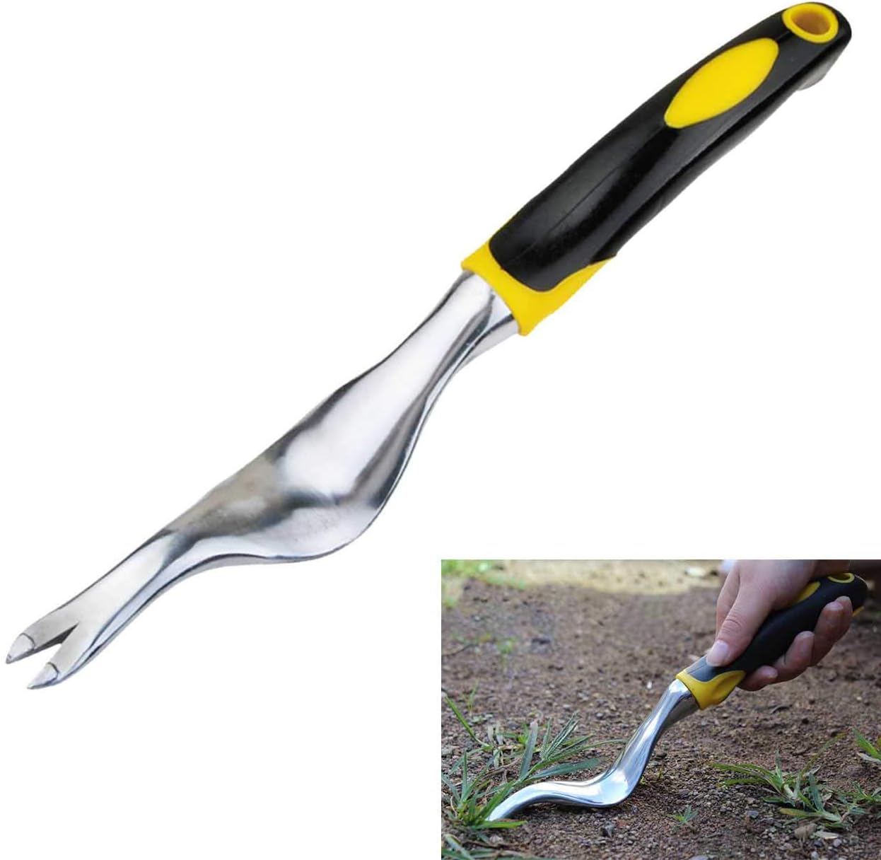 XJunion Hand Weeder Tool,Stainless Manual Weed Puller Bend-Proof, Manual Weed Puller Bend-Proof Premium Gardening Tool,Remove Dandelions, Thistles and Other Weeds …
