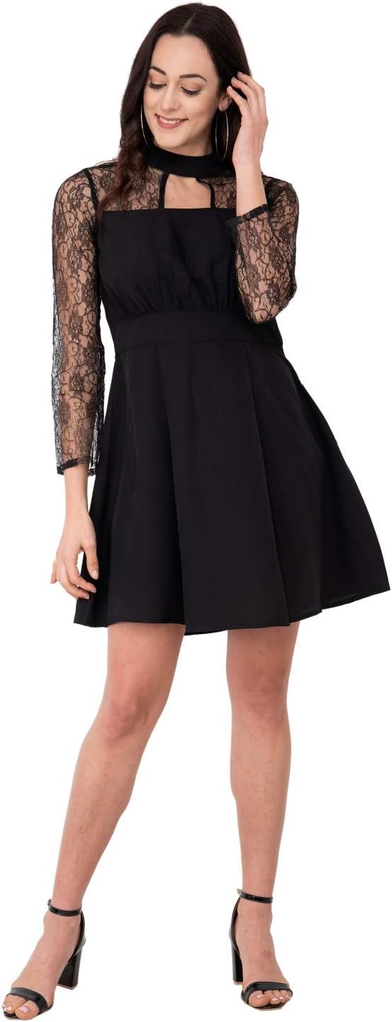 Karmic Vision Women's Crepe Black Mini Dress