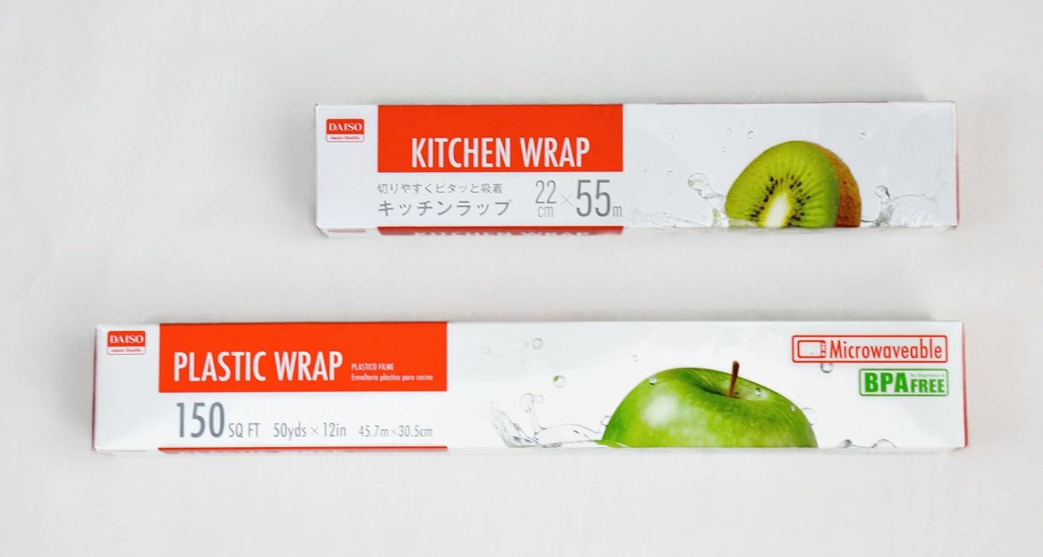 Amazon.com: 2 Size Kitchen Plastic Wrap Rolls - 12 inch & 8.7 inch ...