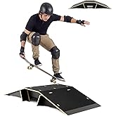 Weysat Skateboard Ramp Bike Ramp 44 Inches Solid Wood with Anti Slip Surface Skate Accessories Durable Designed for Beginners Gifts for Youngster
