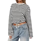 LEEDYA Womens Long Sleeve T Shirts Oversized Basic Crewneck Tee Fall Lightweight Tops Casual Workout Y2K Pullover Top 2025