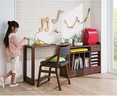 Amazon 家具 収納 子供部屋 ベビー用品 ランドセルラック 北欧テイスト アルダー天然木伸長デスク付きランドセルラック 小引き出し トレー収納部右 サイズはありません イ ダークブラウン 子ども用家具 オンライン通販