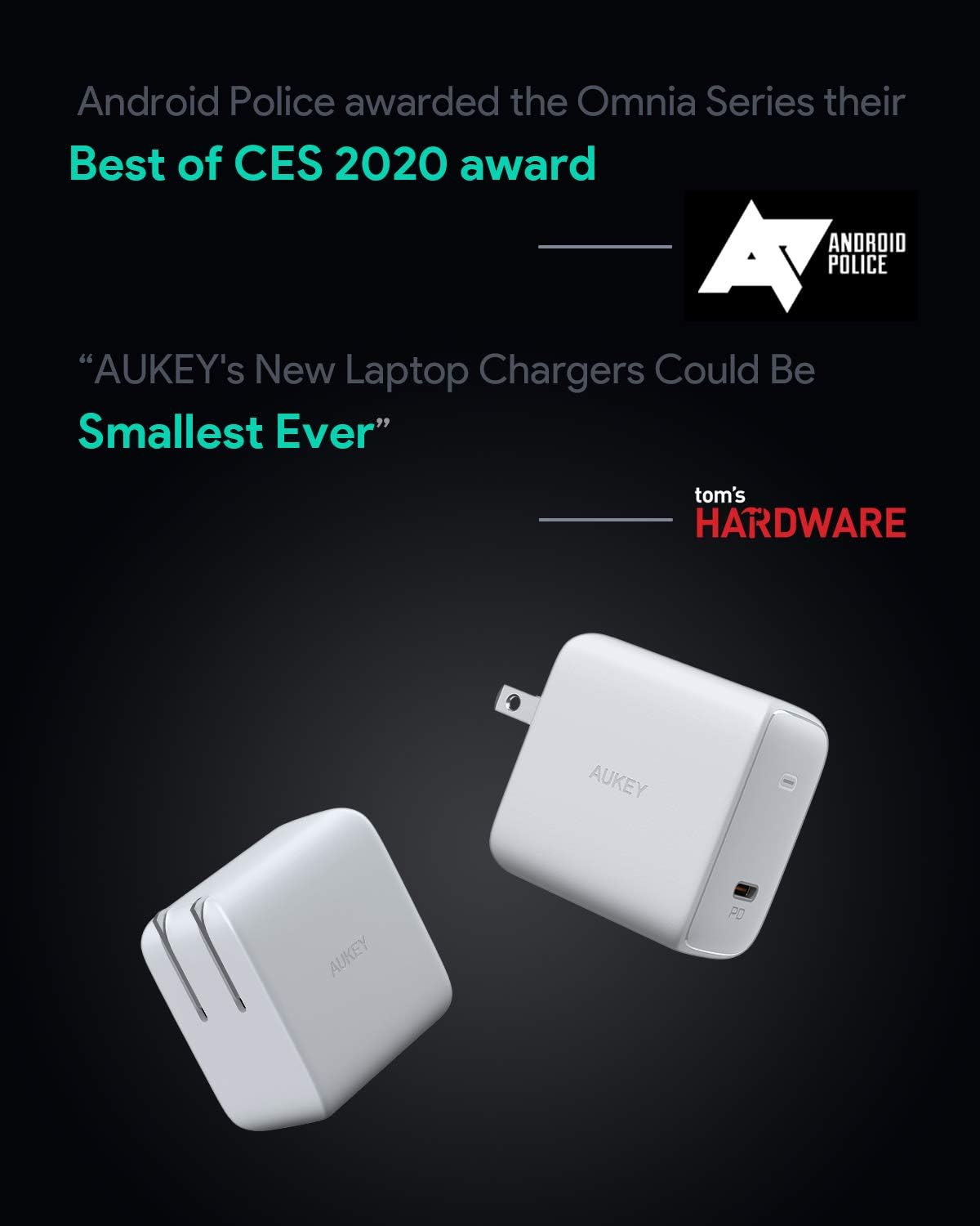 MacBook Pro Charger 100W, AUKEY Omnia USB C Charger with GaNFast Technology, PD Charger Power Delivery 3.0 Laptop Charger for MacBook Pro 16", iPhone 11 Pro Max, HP Spectre 15 and More