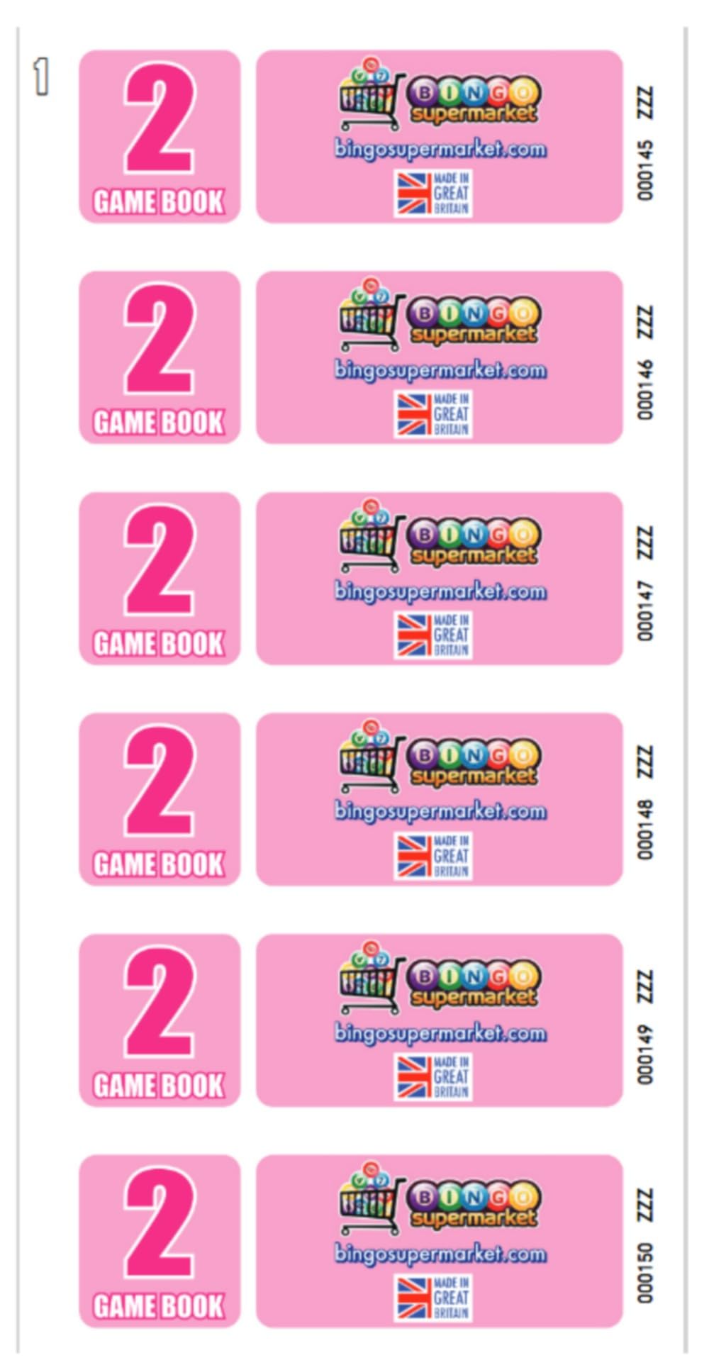 Bingosupermarket 600 Books 2 Page Game, Strips of 6 to View Tickets 1-90 Bingo Numbered