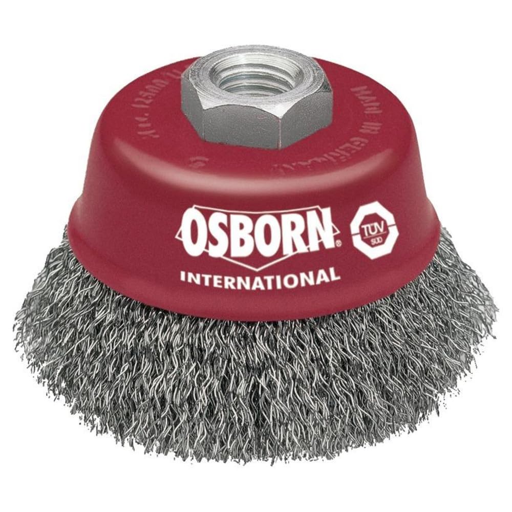 Osborn 2613162 Cup Brush M14X2 Crimped of Steel Wire, 0 V, Silver/Red