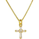 NFINITYRE Gold Cross Pendant Necklace for Women, 18K Gold Plated Faith Pendant Diamond Necklace Dainty Simple Cross Necklace Tiny Necklaces for Women Trendy Jewelry Gifts