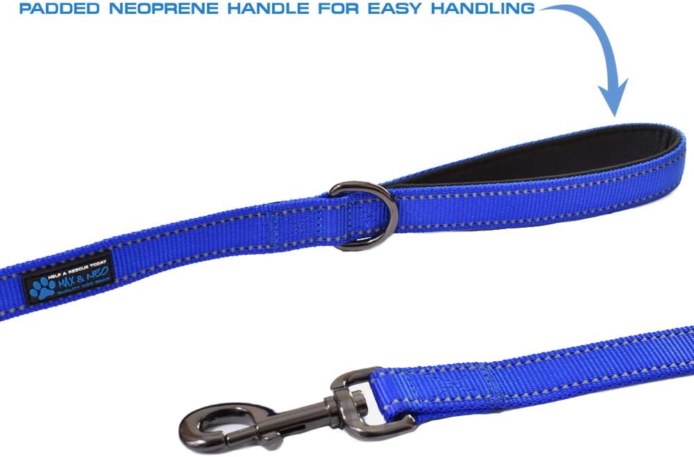 Max and Neo Double Handle Traffic Dog Leash Reflective - We Donate a Leash to a Dog Rescue for Every Leash Sold (Black, 6 FT) : Pet Supplies