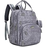 BabbleRoo Diaper Bag Backpack - Baby Essentials Travel Tote - Multi Function Water Resistant Diaper Bag, Travel Essentials Baby Bag with Changing Pad, Stroller Straps & Pacifier Case - Grey Swirls