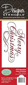 Decorative Merry Christmas Cake Stencil by Designer Stencils Beige/semi-transparent, 3 X 5.5