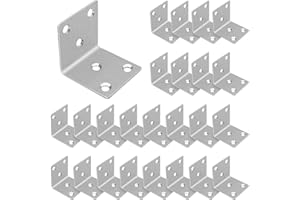 HIGH-PQ 40PCS 1.5'' Metal Angle Brackets,304 Stainless Steel Heavy Duty Angle Bracket with Slot, 90° L Brackets for Wood, Corner Shelf Brackets for Furniture, Book Shelf(Silver,1.5X1.5X0.08IN)