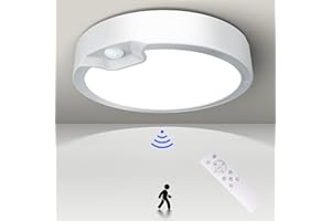 KEPLUG Battery Operated Motion Sensor Ceiling Light Fixture-Wireless Motion Sensor Light Indoor with Remote/Timer, Battery Powered Closet Light Cordless for Hallway Stair Garage Pantry Laundry 3000K-6500K