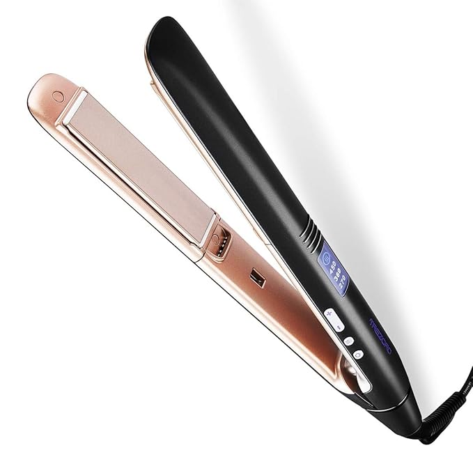 Hair Straightener, Titanium Ceramic Flat Iron, Dual
