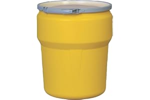 Eagle 10 Gallon Plastic Drum with Lid, Metal Lever-Lock, 18.3"x15", Open Head Lab Pack Drum Made of Durable, Lightweight HDPE