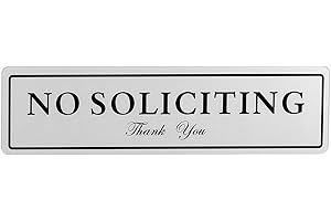 Kichwit No Soliciting Sign with Magnets on The Back, 8.7 x 2.3 Inches, Keeps Unwanted Visitors Away, Double Sided Adhesive Included (Silver)