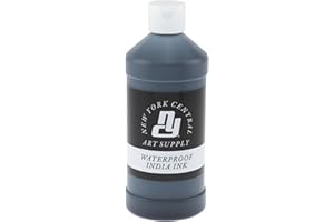 New York Central® India Ink 16oz Bottle - Make an Impact with Matte Black India Ink, Perfect for Artists, Calligraphy, Illustrations, & More!