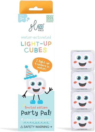 Glo Pals Original Water-Activated Light-Up Bath Toy 4 Cubes Multicolour