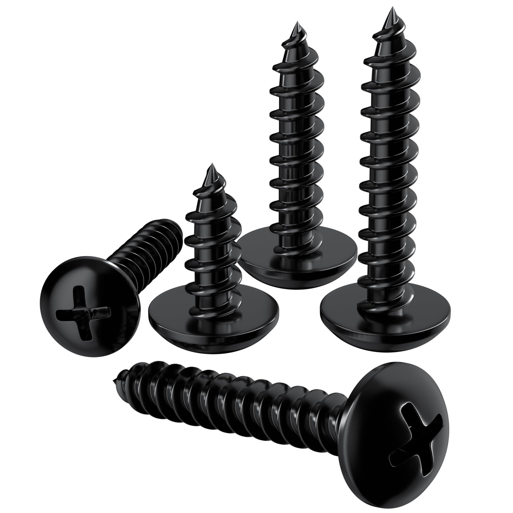 150 PCS M3 M4 Black Round Head Self Tapping Screws