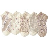 Women's Cute Ankle Socks Floral Cotton Casual Low Cut No Show Sock for Girls 5 Pack