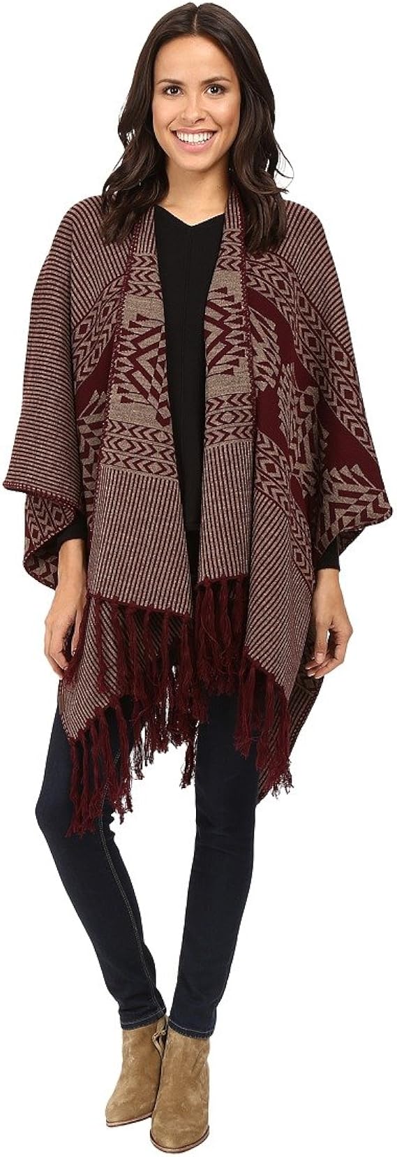 Pendleton Women's Blanket Shawl, Maroon/Taupe, One Size at Amazon Women