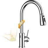 Hiqufet Touchless Kitchen Sink Faucet with Pull Down Sprayer, Stainless Steel Smart Motion Sensor Faucet for Pot Filler, Farmhouse Camper Bar Sink Laundry Room, Brushed Nickel