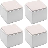 Bonsicoky 4 Pcs Self-Adhesive Furniture Bed Risers, Square Heavy Duty Carbon Steel Table Sofa Risers Adds 2" Height with Felt Pad,White