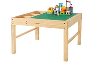 Papablic 2 in 1 Kid Activity Table with Large Storage for Older Kids Compatible with Lego Building Block for Boys Girls