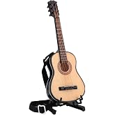 Amagogo 1/6 Scale Wooden Miniature Electric Guitar with Stand and Straps,Mini Musical Instrument Model Home Decoration - 18cm
