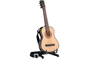 Amagogo 1/6 Scale Wooden Miniature Electric Guitar with Stand and Straps,Mini Musical Instrument Model Home Decoration - 18cm