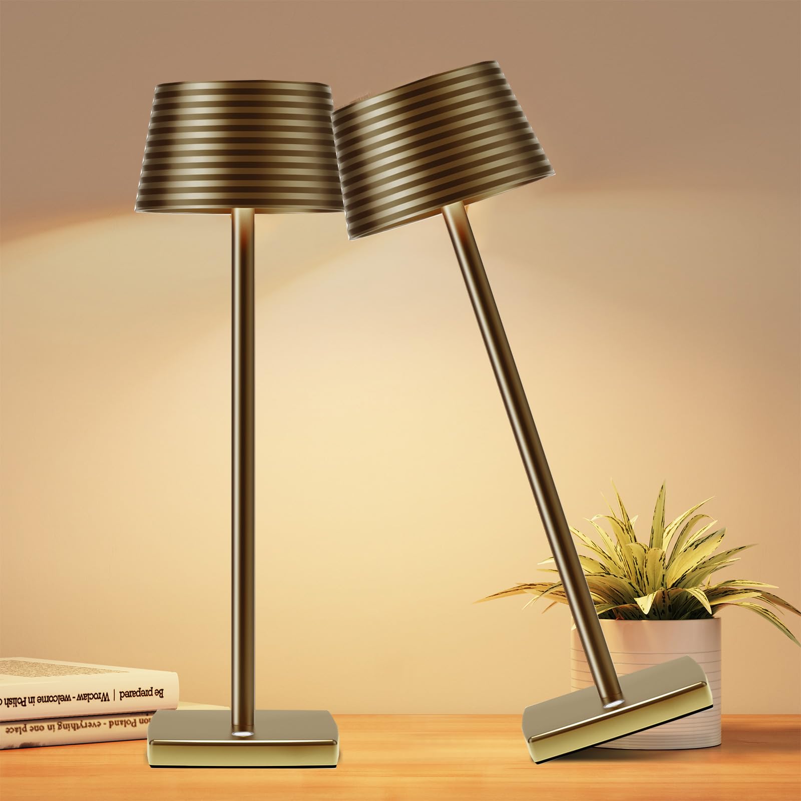 Photo 1 of YIBEN 2Pack Cordless Table Lamps Rechargeable,Battery 6000mAh LED Portable Lights for Outdoor/Patio/Restaurant/Indoor Desk Lamp - IP54 Waterproof 3 Colors Stepless Dimming (2pack Titanium)