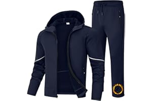 BGOWATU Men's Fleece Lined Tracksuits Set Jacket Hoodie Sweatsuit Running Sport Pants Outfits for Men with Zipper Pockets