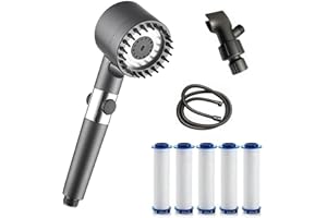 Ion Drops Shower Head, 2026 New Filtered Showerhead, Filtered Shower with Handheld, Adjustable Settings with Hose (Grey)