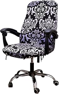 Unimore Computer Chair Cover Stretchable Office Chair Cover with Zippers and Tie Ropes for Rotating Boss Chair Medium Size, Chair not Included (Modern Flower Pattern)