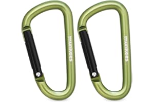 munkees Small Carabiner Clip Keychain 2 Pack, Mini Caribeener 2 inch to 3" for Keys Aluminum Alloy Biner Lightweights for Bottle Buckle, Backpack Hook