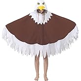 YEKRUTCOS Cozy Eagle Costume - Bird Bald Eagle Cosplay Hooded Cape Halloween Independence Day Costume Gift for Women and Men