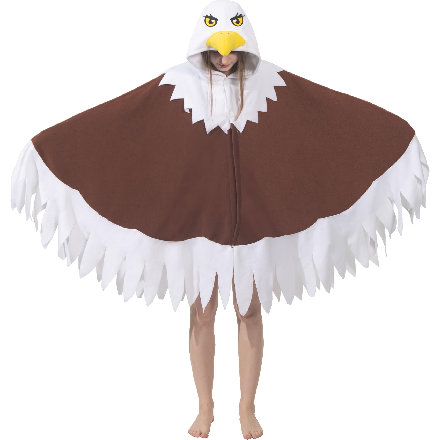 Photo 1 of YEKRUTCOS Cozy Eagle Costume - Bird Bald Eagle Cosplay Hooded Cape Halloween Independence Day Costume Gift for Women and Men
