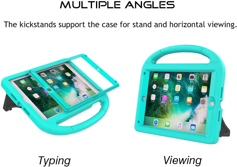 Surom Kids Case for New iPad 9.7 2018/2017 with Built-in Screen Protector, Light Weight Shock Proof Handle Stand Kids Case for iPad 9.7 2017/2018 iPad Air/iPad Air 2/iPad Pro 9.7 - Turquoise - Image 5