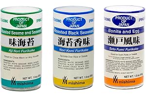 LA VOIE FOODS Japanese Furikake Seasoning, Nori Komi, Seto Fumi, Ajinori : Blend of Seaweed, Dried Bonito, Roasted Sesame Seed, and Egg Flakes (1.9oz/Pack of 3), Made in Japan
